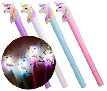 Długopisy świecące JEDNOROŻEC ze światłem LED UNICORN świecący różne kolory