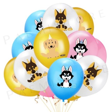 BALONY PIESKI psy zestaw 6 szt. urodziny różowe