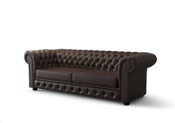 Sofa Kanapa MANCHESTER Chesterfield Pikowana SKÓRA
