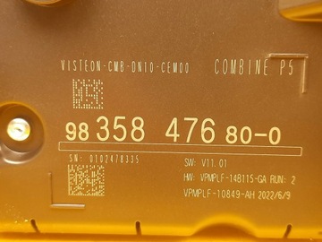 PEUGEOT 408 P54 308 III T10 PŘÍSTROJOVÁ DESKA BUDÍKY 9835847680 21R.