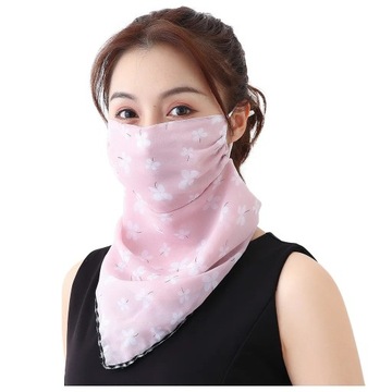 Fashion Face Cover Breathable Anti-Dust Sunscreen Neck Cover Women Chiffon