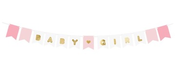 Baner Baby Girl, dziewczynka, baner baby shower girlanda 15 x 175 cm