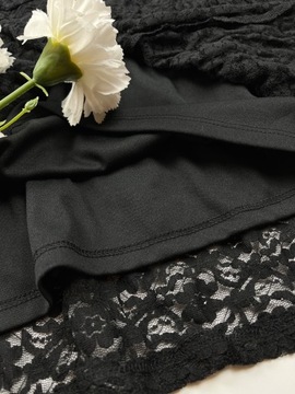 Dwuwarstwowa bluzka damska koronkowa czarna wizytowa ALFANI r. XL USA