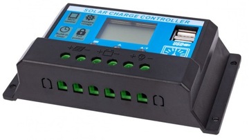 SOLARNY REGULATOR ŁADOWANIA PWM LCD USB 12/24V 10A