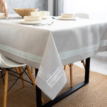 Скатерть грязеотталкивающая GLAMOUR серебро ZIRCONIA 140х200 БЕЛЫЙ СЕРЫЙ блестящая
