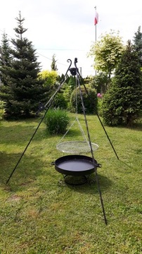 Grill ruszt nierdzewny 80 cm palenisko 80 cm kołowrotek