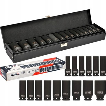 НАБОР НАСАДОК YATO ДЛИННЫЕ УДАРНЫЕ КЛЮЧИ 1/2 15 EL CASE YT-1055