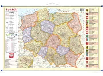 Настенная карта Польши 2 страницы, физическая + административная на 2024 год ArtGlob