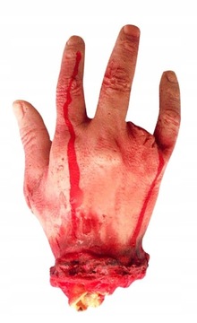 SZTUCZNA DŁOŃ Z KOŚCIĄ HALLOWEEN UCIĘTA 4 PALCE