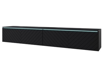 Lowboard APOLLO II szafka RTV 180cm półka pod TV, komoda MDF, jodełka