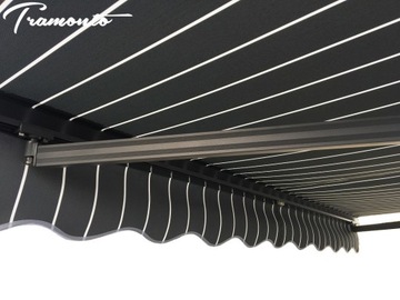 Markiza tarasowa ANTRACYT 350x300 Szare Paski PREM