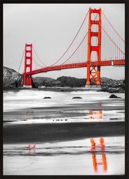 OBRAZ plakat na ścianę do salonu 70x50 czerwony most Golden Gate