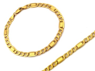 Złota bransoletka 585 modna męska łańcuszkowa figaro 6.2mm na prezent 14k