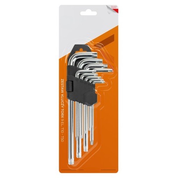 КЛЮЧИ TORX, сталь, 9 шт., T10 – T50, Шестигранный ключ Torx, Шестигранные ключи