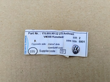 VW TOURAN I PODHLAVNÍK ZADNÍ KŮŽE KOŽENÝ 1T0885901Q ORIGINÁLNÍ