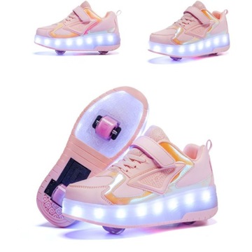 SWIECACE BUTOROLKI BUTY Z ROLKAMI LED ROLKI WROTKI R.28-40