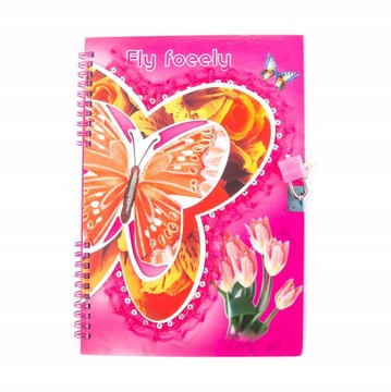 DUŻY NOTES ZAMYKANY PAMIĘTNIK MOTYL RÓŻNE KOLORY