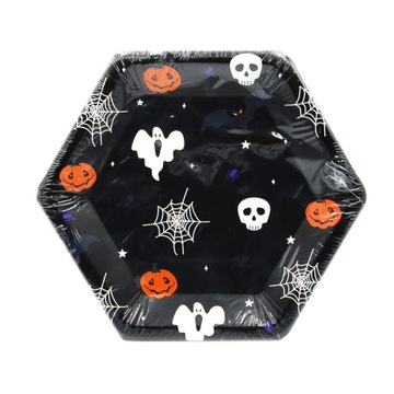 Papierowe talerze talerzyki HALLOWEEN komplet 8 sztuk DUCHY Ø21cm duszki