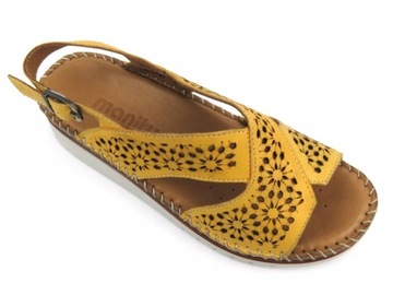 Manitu żółte sandały damskie 910214-06 koturn rozmiar 36