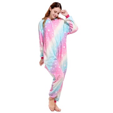 PIŻAMA KIGURUMI ONESIE JEDNOROŻEC GALAXY LIGHT PRZEBRANIE KOMBINEZON ROZ. S