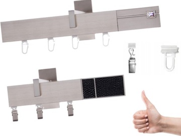 Karnisz aluminiowy SQUARE pojedynczy 140 cm GIĘCIE