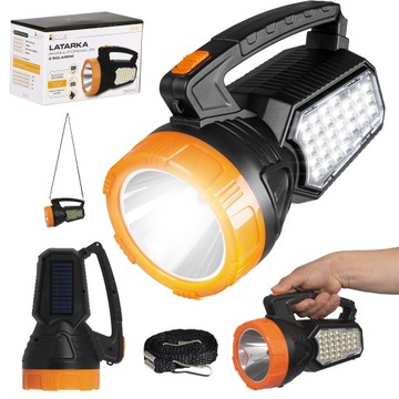 BARDZO MOCNA LATARKA LED AKUMULATOROWA SZPERACZ REFLEKTOR ŁADOWANA 230V