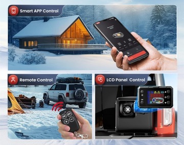 OGRZEWANIE POSTOJOWE 8KW 230V 12/24V NAGRZEWNICA DIESEL BLUETOOTH LCD