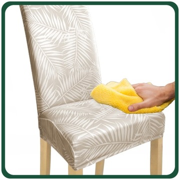 POKROWIEC NA KRZESŁO LIŚCIE PALMY SZARY BEŻ WZORY