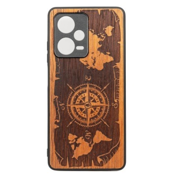 Dřevěné Pouzdro Bewood Redmi Note 12 5G Růže Větrů Merbau