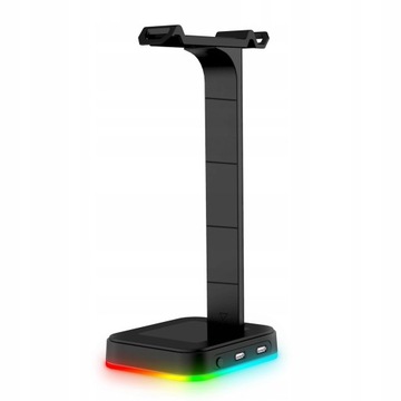 Czarny stojak na słuchawki do gier RGB