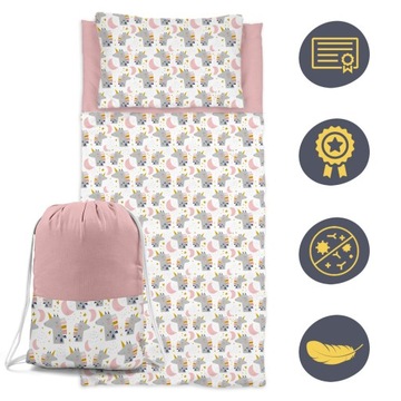 ŚPIWOREK do PRZEDSZKOLA ŻŁOBKA POŚCIEL DLA DZIECKA Z WORKIEM 145x75 + IMIĘ