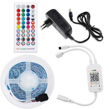 Набор цветных светодиодных лент RGB длиной 6 м Bluetooth МОБИЛЬНОЕ ПРИЛОЖЕНИЕ МУЗЫКА + пульт дистанционного управления