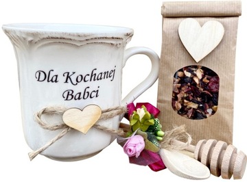 PIĘKNY Prezent dla Babci Dziadka KUBEK HERBATA