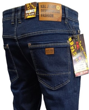 SPODNIE MĘSKIE JEANSY GRANATOWE K&L W35 L34