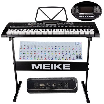 Keyboard Pianino Organy MK-2102 STATYW 61k USB MP3 STATYW NAKLEJKI ZESTAW