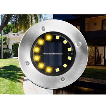 12 шт. 12 светодиодов СОЛНЕЧНАЯ САДОВАЯ НАЗЕМНАЯ ЛАМПА Теплый Белый