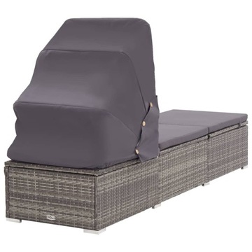Gattan PE Grey Deckchair с крышей и подушкой