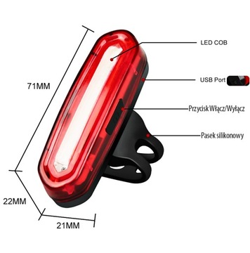 МОЩНЫЙ ВЕЛОСИПЕДНЫЙ ЗАДНИЙ ФОНАРЬ, АККУМУЛЯТОРНЫЙ USB, 120 ЛМ, СВЕТОДИОДНЫЙ ЯРКИЙ СВЕТ