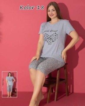 BELLA Женская пижама из хлопка с короткими рукавами, брюки 3/4 1145