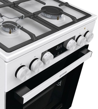 Kuchnia gazowo elektryczna Gorenje GK5C41 Biała GRILL Pizza Żeliwne 70L