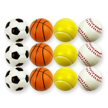 12x PIŁKA PIANKOWA SPORT KOLOROWA ZABAWKA ANTYSTRESOWA LEKKA MIĘKKA 7cm