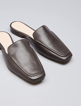 FIND KLAPKI SKÓRZANE BUTY DAMSKIE BRĄZOWE HEEL 37