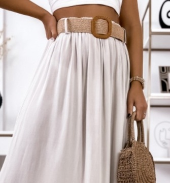 ВОЗДУШНАЯ, ЛЕГКАЯ, ДЛИННАЯ ЮБКА ИЗ ВИСКОЗЫ МАКСИ, UNI ECRU