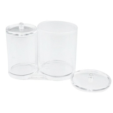 Органайзер-контейнер-подставка для косметики, ватные палочки, лепестки, палочки, двойной.