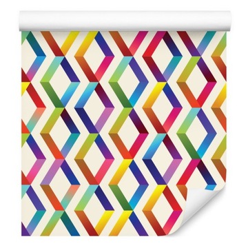 Tapeta KOLOROWE Figury Geometryczne 3D do Salonu