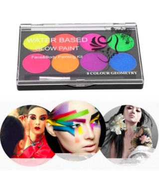 СМЫВАЮЩИЕСЯ СВЕТЯЩИЕСЯ КРАСКИ ФЛУОРЕСЦЕНТНЫЙ МАКИЯЖ 8 ЦВЕТОВ ДЛЯ ТЕЛА И ЛИЦА