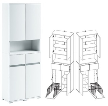 091-011 Szafka Łazienkowa 62/195 + KOSZ - BIAŁY