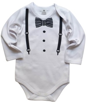 Eleganckie body dla chłopca MUCHA SZELKI 92