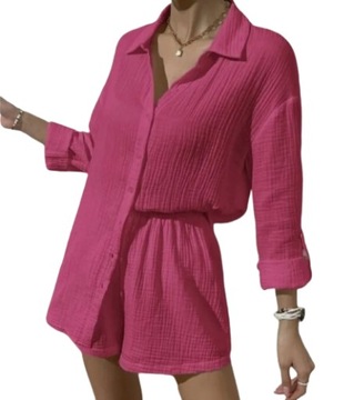 Муслиновый комплект, белая рубашка и шорты