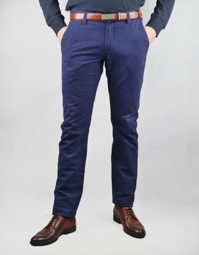 Spodnie męskie chino granatowe W30 L34 eleganckie